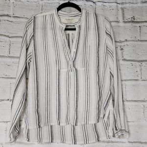 Denim & Supply Ralph Lauren Womens Popover White Black Striped Blouse M